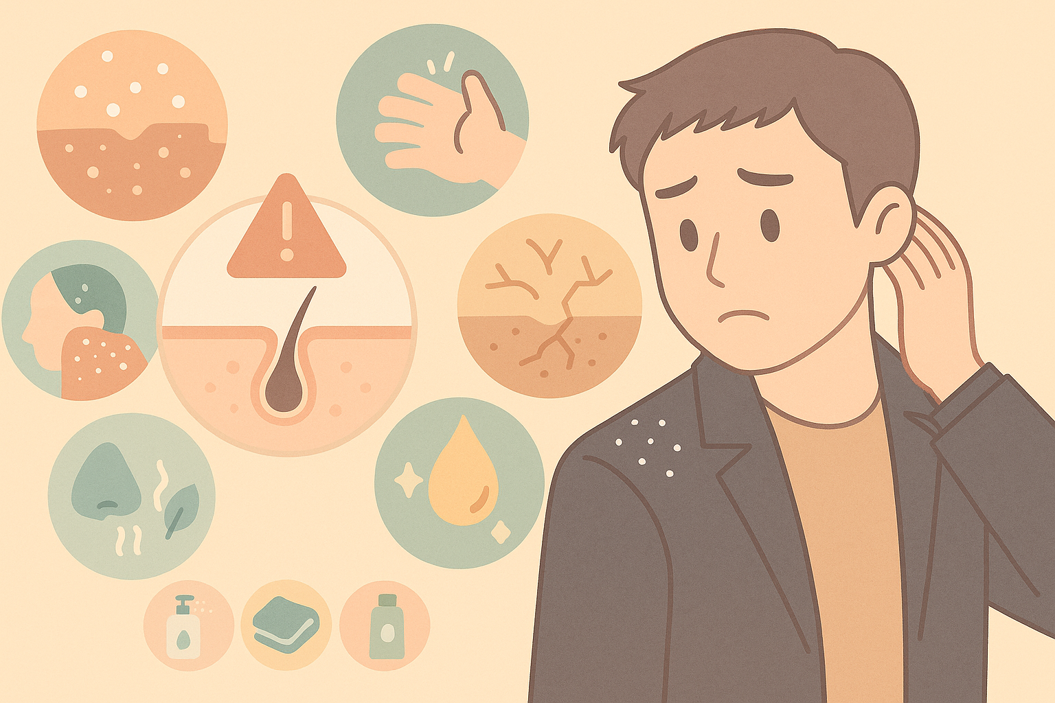 頭皮のSOSサインを見逃すな！フケ・かゆみ・乾燥・べたつき・臭いを解決する完全ガイド| 35才から始めるメンズ化粧品 DAVIDIA