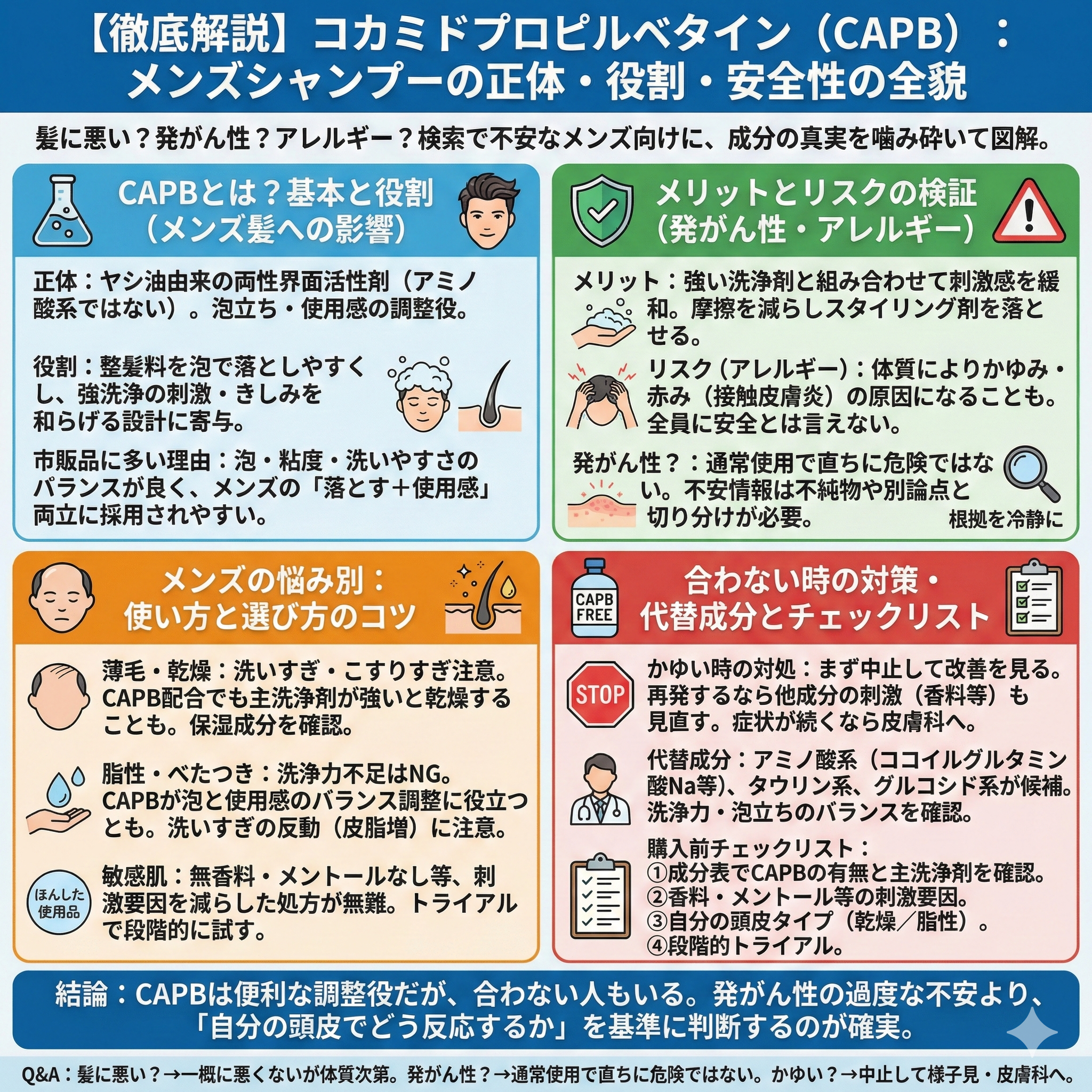 コカミドプロピルベタインとは？メンズ髪のためのシャンプー成分解説