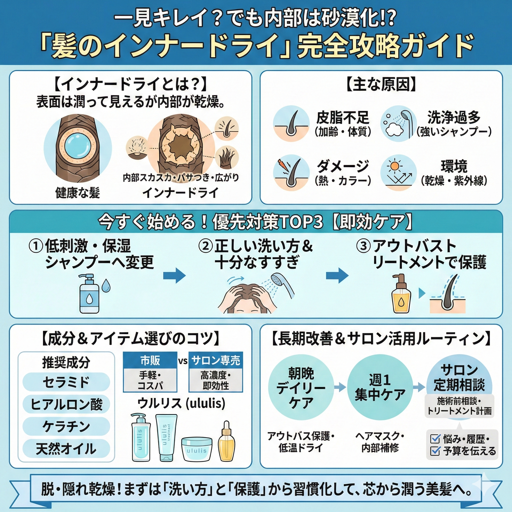 髪のインナードライとは？原因と今すぐできる10の対策