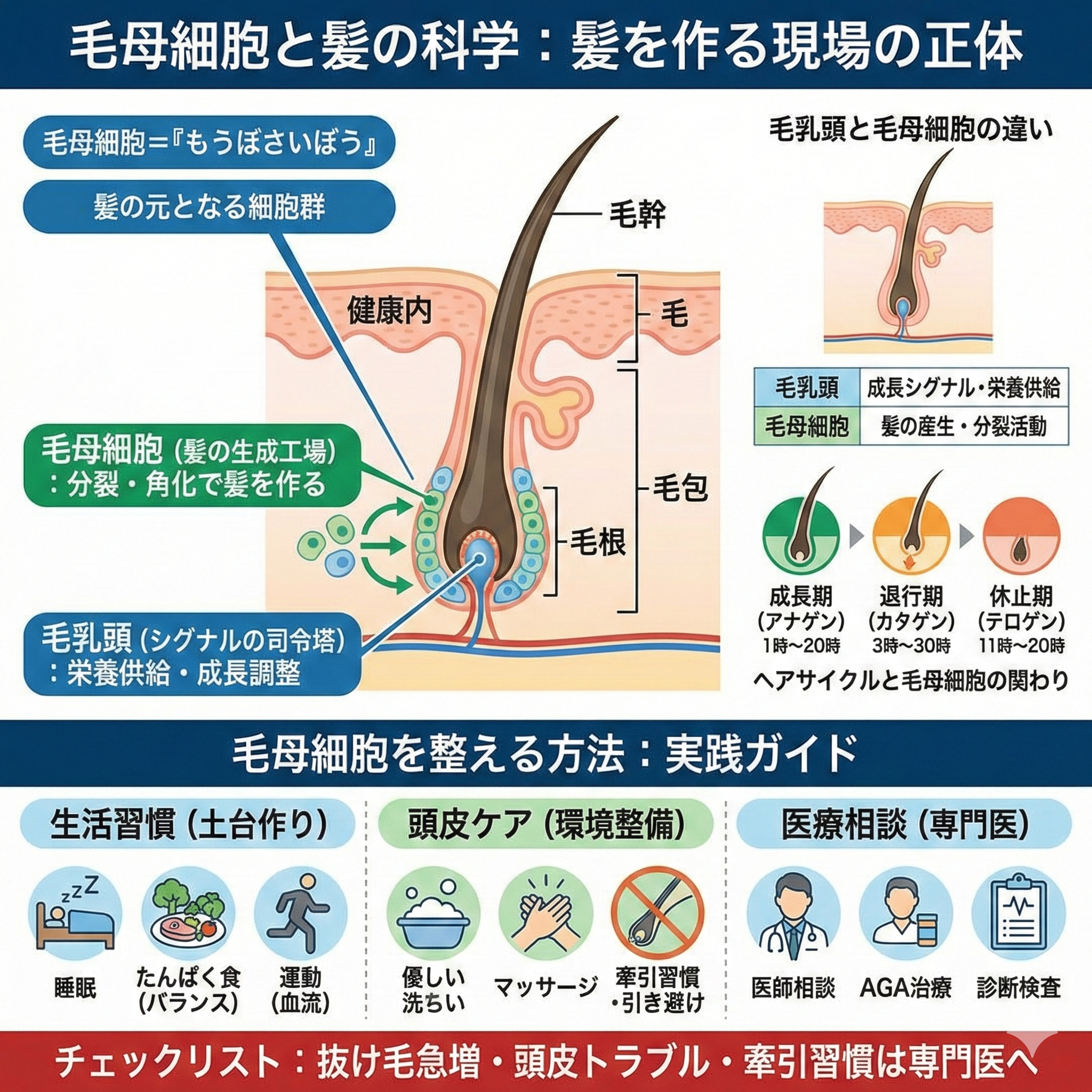 毛母細胞とは — 若さを保つ“髪の司令塔”の正体