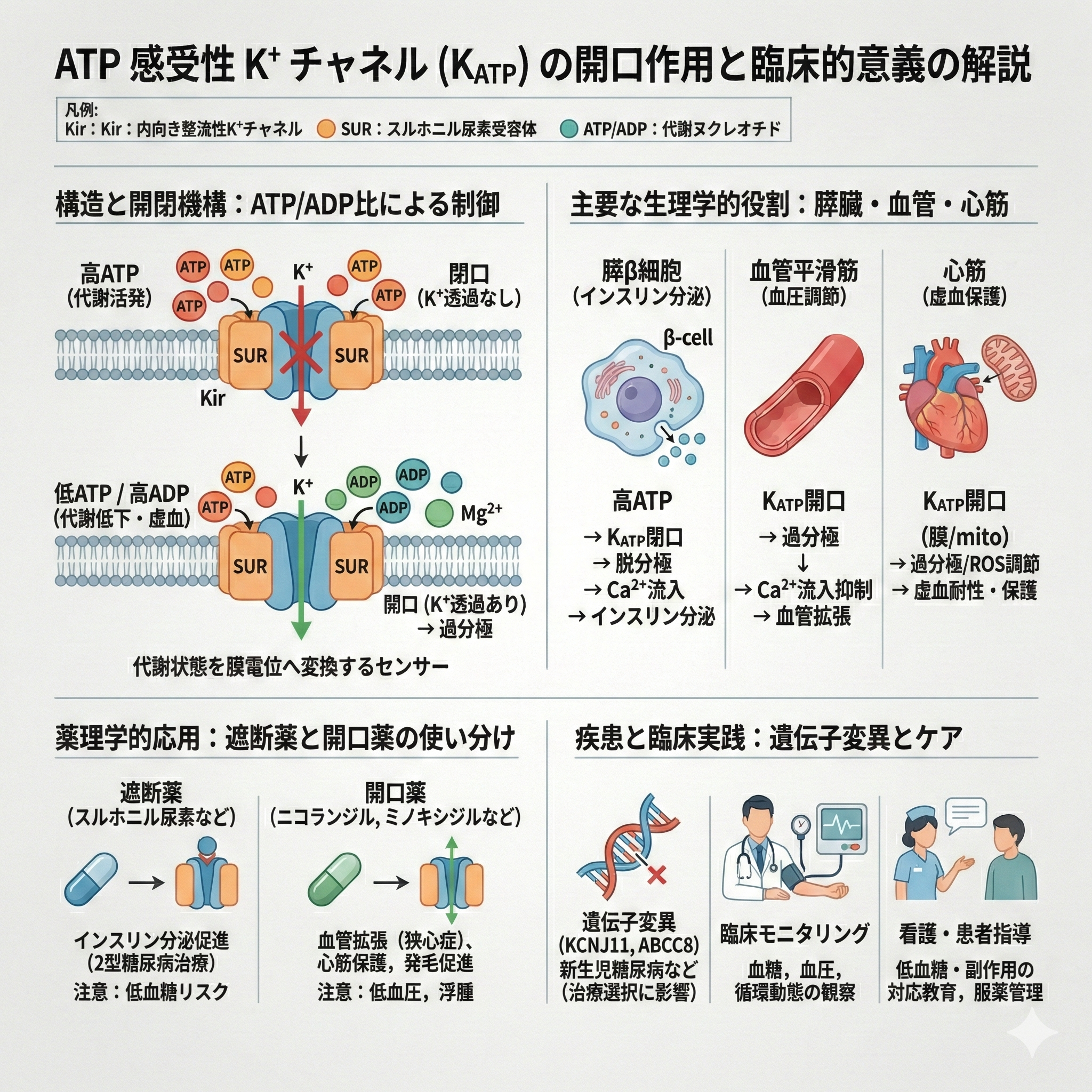 ATP感受性K⁺チャネル開口作用とは？仕組みと役割