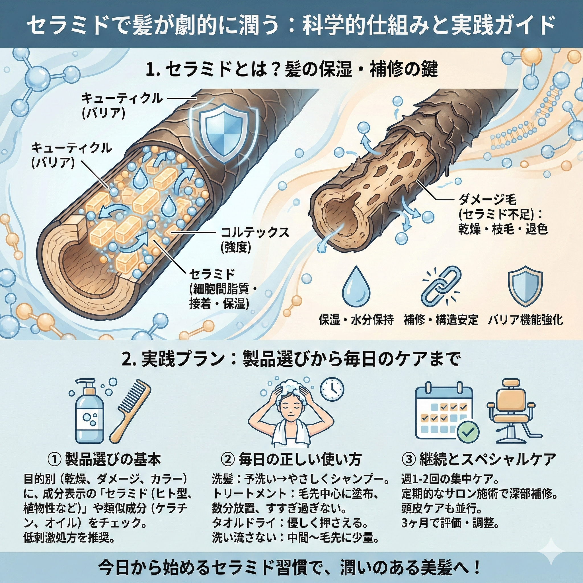 セラミドとは？髪が劇的に潤う科学的仕組み