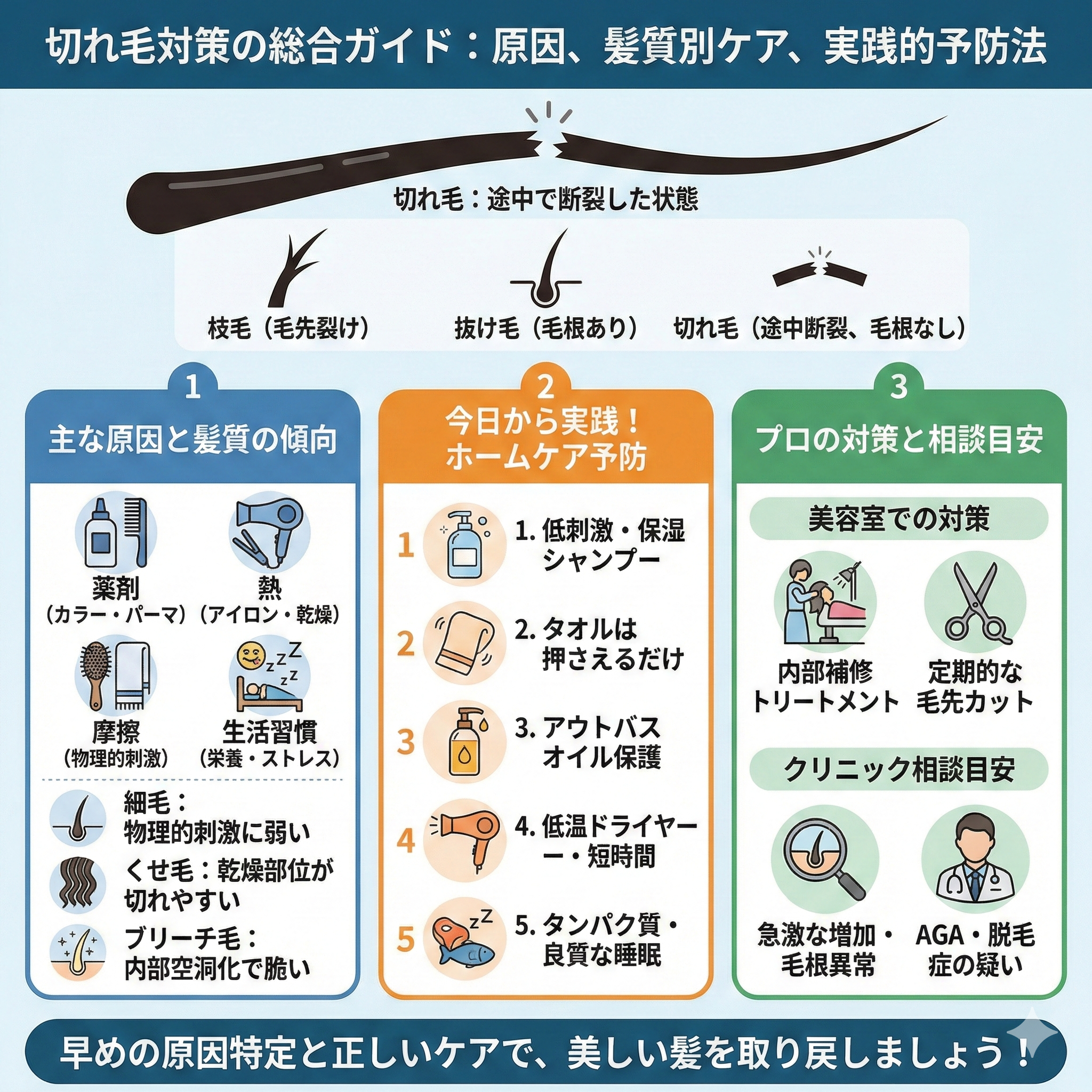 切れ毛とは？髪質別にわかる今日からの簡単予防法