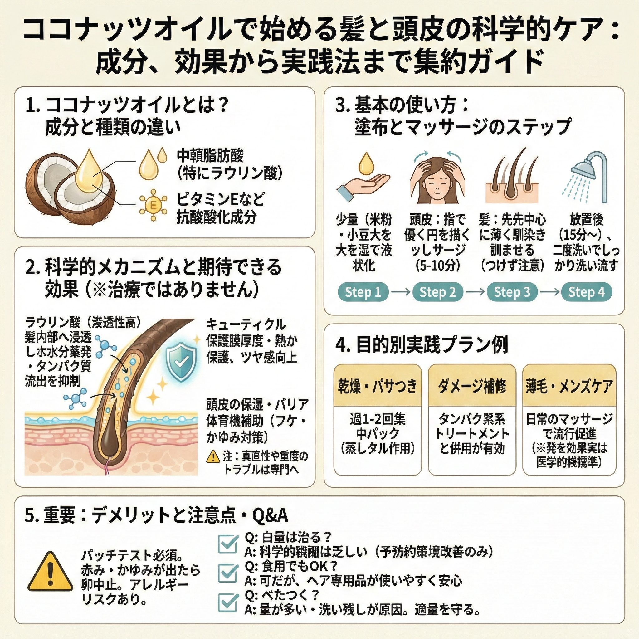 ココナッツオイルで頭皮改善する方法